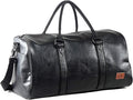 Leather Travel Bag with Shoe Pouch, Waterproof Weekender Overnight Bag
