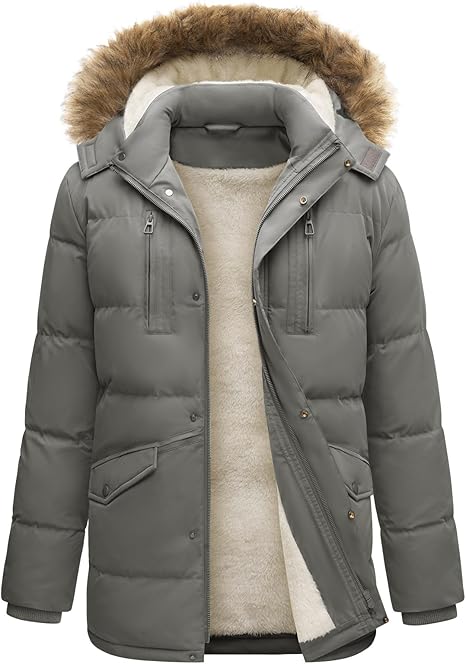 Mens Jacket Winter Long Coats Warm Parka Hooded