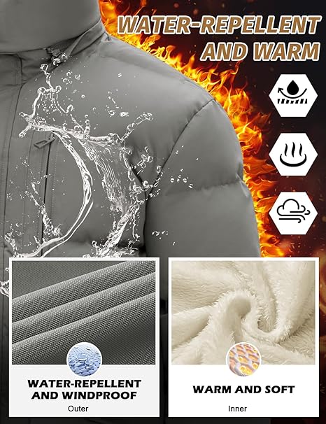 Mens Jacket Winter Long Coats Warm Parka Hooded