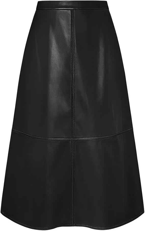 Midi Leather Skirt for Women UK High Waist A-Line