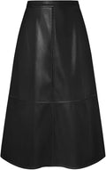 Midi Leather Skirt for Women UK High Waist A-Line