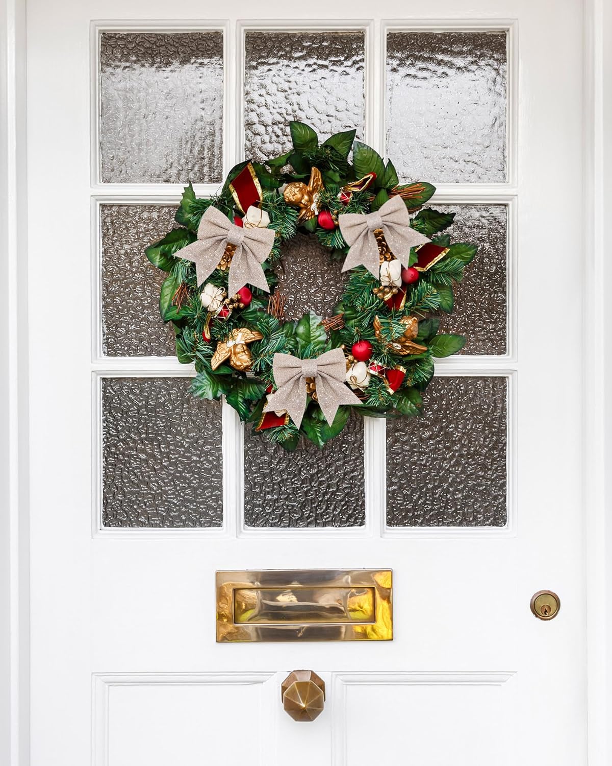 10PCS Christmas Bow Decorations, Champagne Gold Bows for Christmas Tree